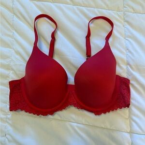 Aerie Real Sunnie Full coverage Vibrant Red Lace Bra size 36C